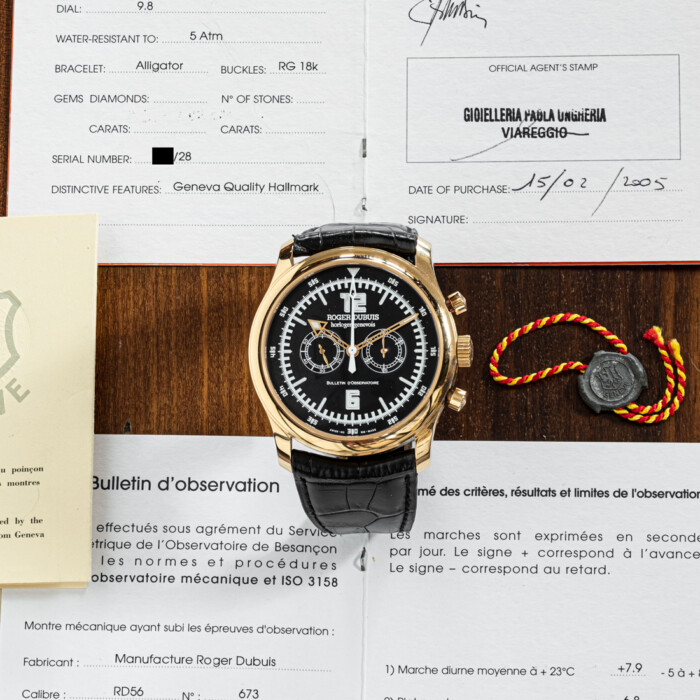 ROGER DUBUIS HOMMAGE CHRONOGRAPH GARANZIA ITALIANA 28PZ